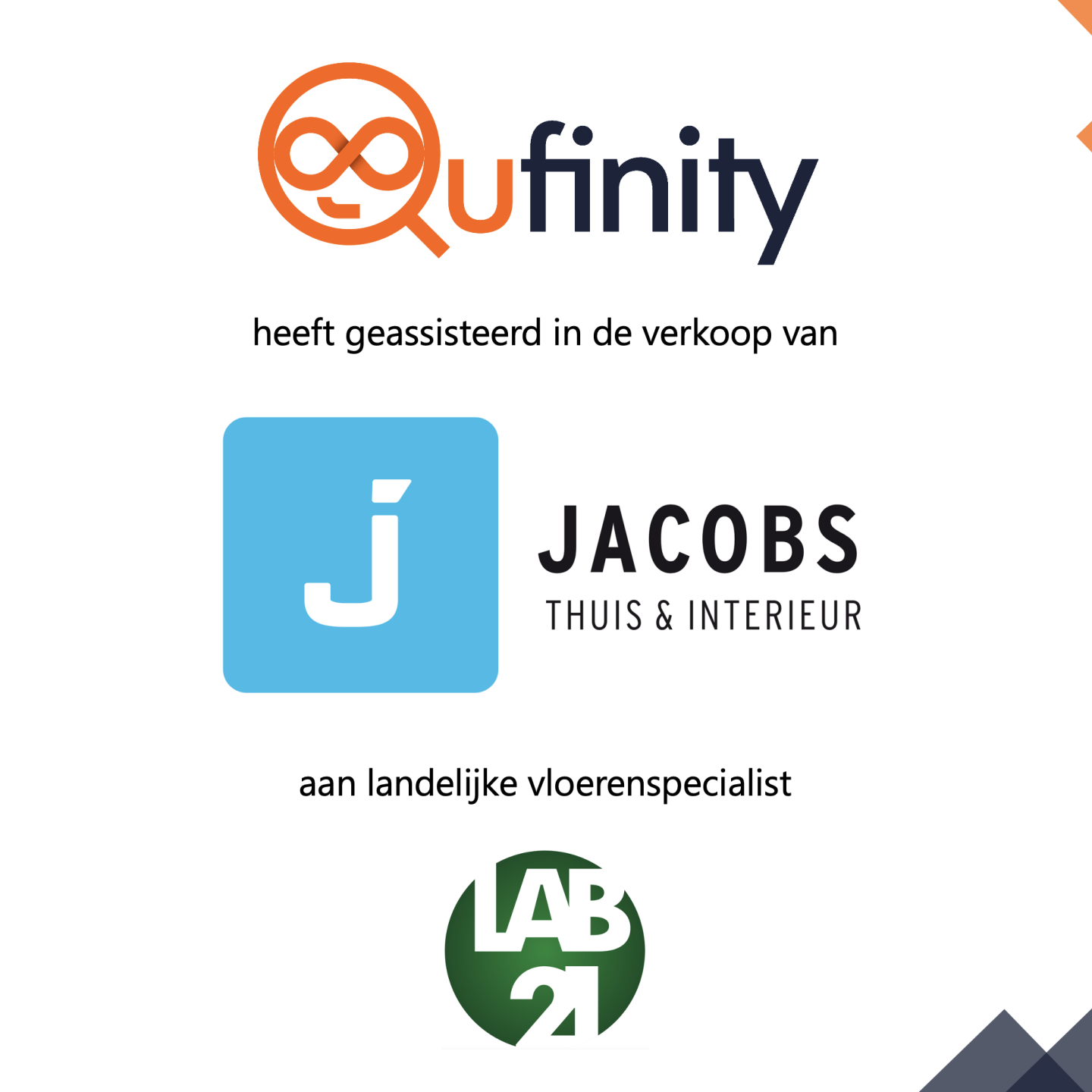 Qufinity Jacobs Thuis & Interieur verkoop aan LAB21 M&A Deal