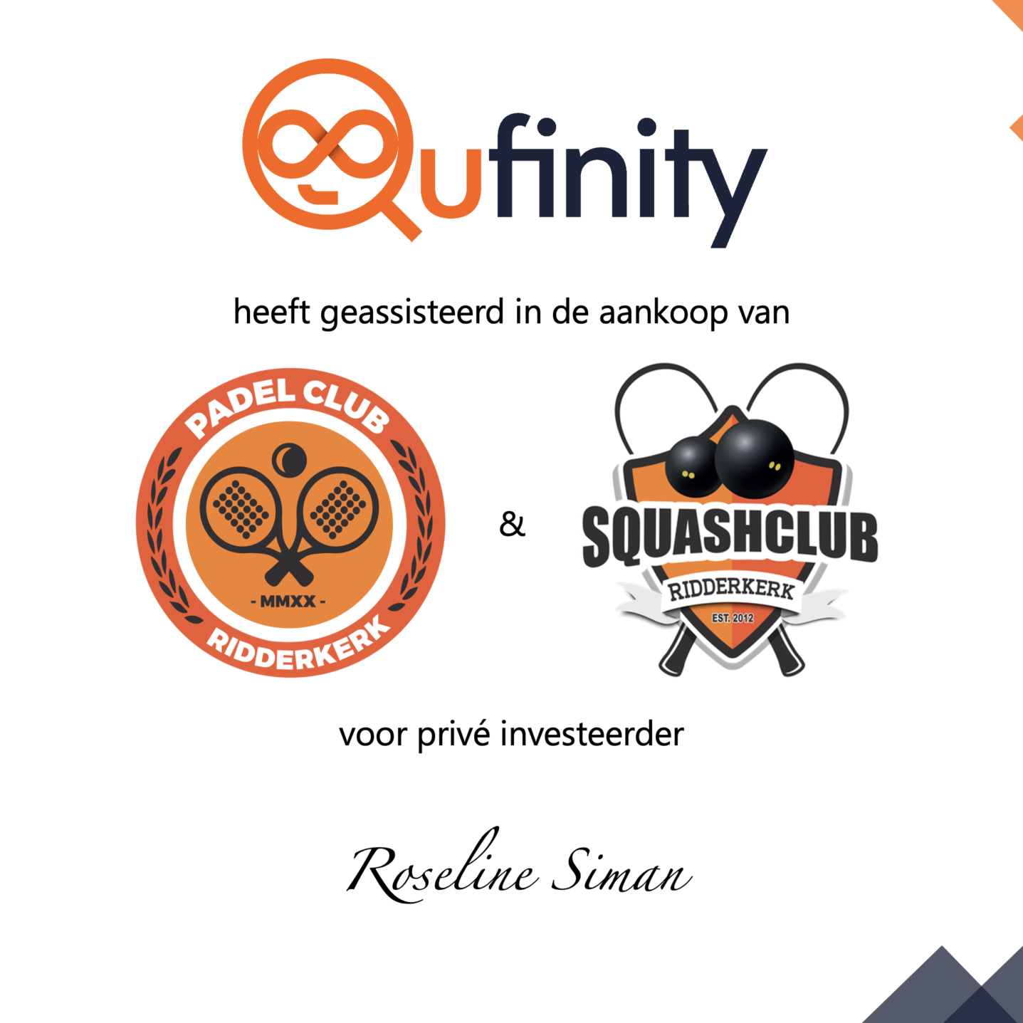 Qufinity Padel Club Ridderkerk aankoop voor Siman M&A Deal